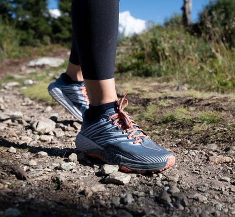 Zapatillas Trail Hoka One One Mujer - Speedgoat 4 - Azul Marino/Blancas - JDQ013452